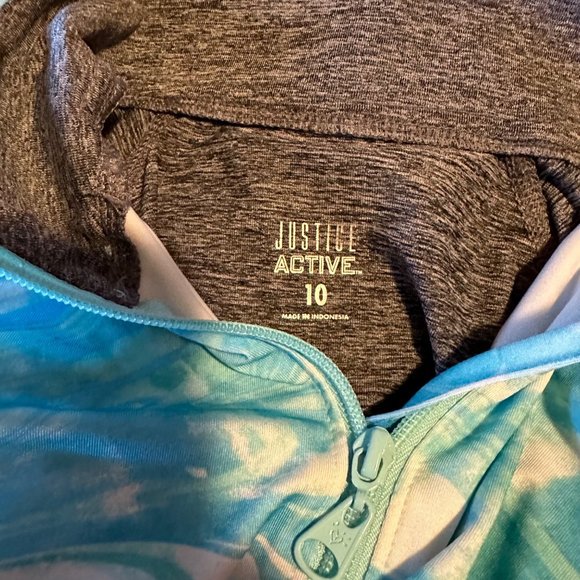 Justice Active gray blue and green zip jacket with thumb holes size 10 - Picture 3 of 9